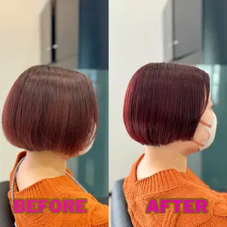 ショート YASU🍎CUT 赤系カラー/ヘアケアのヘアスタイル