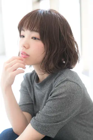 ミディアム カラー パーマ 羽田 ひろむのヘアスタイル