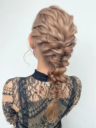 セミロング カラー パーマ ヘアアレンジ キッズ 艶ピンク*ヘアセット 🌙shioriのヘアスタイル