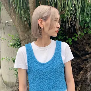 ミディアム カラー TAS所属・岩田 良/ブリーチカラーのヘアスタイル