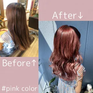 ロング カラー ヘアアレンジ なつき/艶ピンク/ girly hairのヘアスタイル