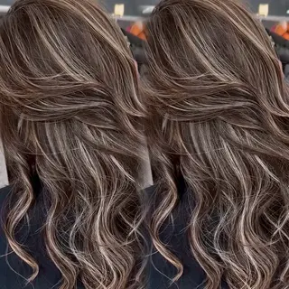 ロング カラー 表参道/ハイライト バレイヤージュのヘアスタイル