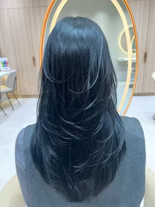 ロング カラー レイヤー/韓国 ハイトーン興津史弥のヘアスタイル