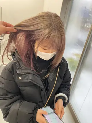 セミロング カラー パーマ ヘアアレンジ ネイル マツエク・マツパ アイブロウ カラー特化サロン大阪 ルービック江坂/新城のヘアスタイル
