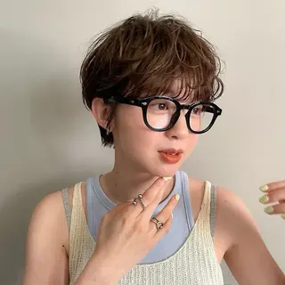 ショート パーマ 韓国風パーマ🌿コテ 巻き風パーマ/るいのヘアスタイル