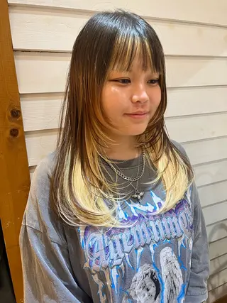 セミロング 【ブロンド】【ベージ ュ系】TAKUMAのヘアスタイル