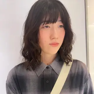 ミディアム パーマ ボブパーマ ♡ヨシカワハナコのヘアスタイル