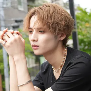 ミディアム カラー パーマ メンズ シースルーマッシュ/ メンズ/KYOHEIのヘアスタイル