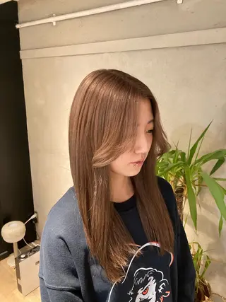 セミロング カラー ダメージレスカラー 縮毛MISAKI🦋のヘアスタイル