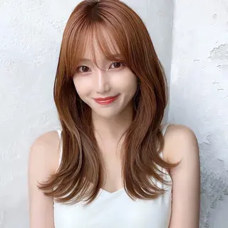 セミロング カラー 顔周り/くびれヘア 韓国ヘア💕風間るなのヘアスタイル