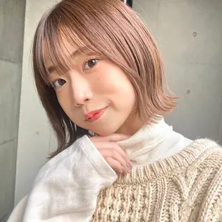 ミディアム カラー 暖色/艶髪/ボブ/ ショート/Ayaのヘアスタイル