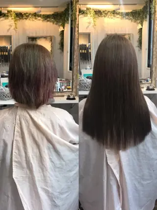 ロング カラー ヘアアレンジ 大阪レミーエクステ チビ編み込みのヘアスタイル