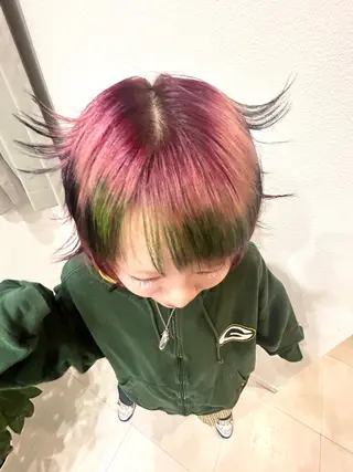 カラー ハイトーン/ ウルフ/suzuhaのヘアスタイル