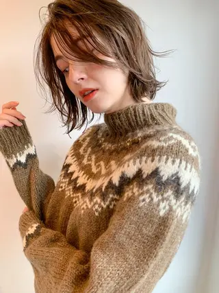 ミディアム パーマ カラー CEINE PATHのヘアスタイル