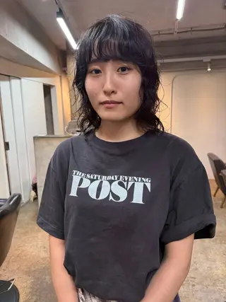 ミディアム パーマ 森貴裕/ベージュ/ パーマ/オリーブのヘアスタイル