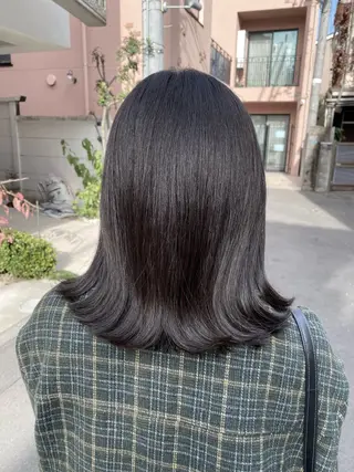 ミディアム カラー パーマ グレージュ/透明感/ 韓国ヘア/RISAのヘアスタイル