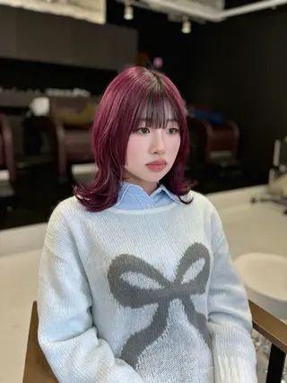 ミディアム 赤みなしカラー/梅田 /レイヤー/IORIのヘアスタイル