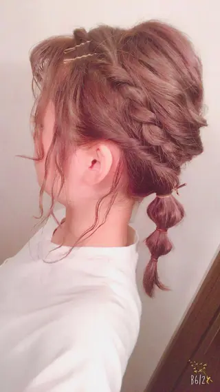 ミディアム ヘアアレンジ 暖色カラー🍊 ボブ🌿顔周りcutのヘアスタイル