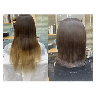 ミディアム レイヤーカット・ 縮毛矯正 星野のヘアスタイル