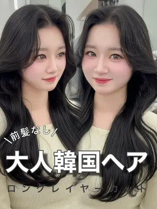 ロング カラー 韓国ヘア/レイヤー/ 顔まわり足立遥奈のヘアスタイル