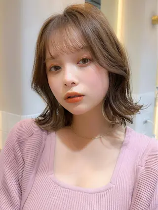 ミディアム カラー 新宿/韓国風レイヤー 髪質改善/渋谷直樹のヘアスタイル