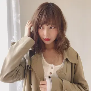 ミディアム カラー 店長/mao/ 前髪/顔周りカットのヘアスタイル