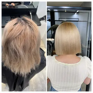 ショート け んブリーチ縮毛矯正のヘアスタイル