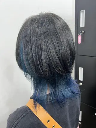 セミロング サニーサイド大名 ダブルカラー髪質改善のヘアスタイル