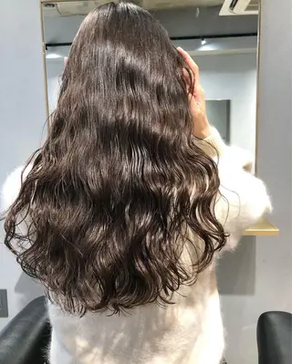 セミロング カラー パーマ akane/ベージュ /オリーブ/ブラウンのヘアスタイル