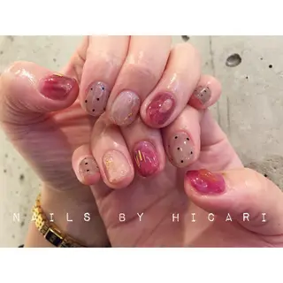 ショート カラー ネイル マツエク・マツパ illum hicariのネイルデザイン