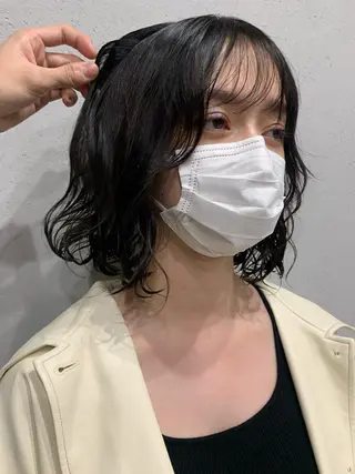 ミディアム パーマ ボブパーマコテ巻き風 パーマNo1深江秀平のヘアスタイル