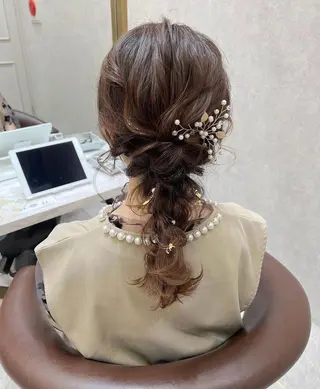 セミロング カラー ヘアアレンジ はるか/ヘアアレンジ ブリーチなしカラー♡のヘアスタイル