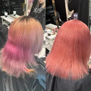 ミディアム カラー ヘアアレンジ 複雑履歴修正/ ハイトーン職人/拓真のヘアスタイル