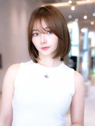 ミディアム カラー 渋谷/レイヤーボブ・ 透明感カラーしょうごのヘアスタイル