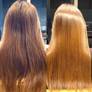 ロング 他店で断られた方歓迎 ブリーチ縮毛矯正のヘアスタイル