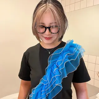 ミディアム 舟橋耀/ブリーチカラ ー/レイヤーカットのヘアスタイル