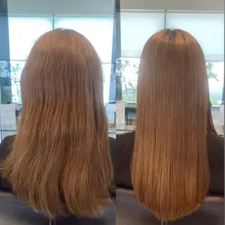 ロング 他店で断られた方歓迎 ブリーチ縮毛矯正のヘアスタイル