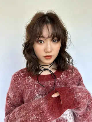 ミディアム パーマ ボブ/似合わせ レイヤーcocomoのヘアスタイル