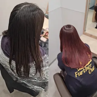 セミロング カラー サロウィン　神戸三宮店所属・三宮No.1ブリーチ 無しカラー/杉山太貴のヘアスタイル