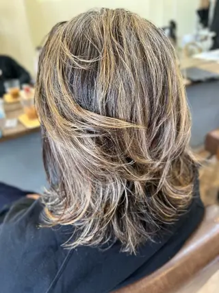 ロング カラー パーマ メンズ 鶴見 和美のヘアスタイル