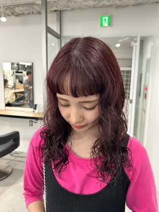 セミロング カラー 愛結 暖色カラー🎀🩰のヘアスタイル