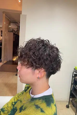 ミディアム パーマ メンズ メンズパーマ 赤司 泰樹のヘアスタイル