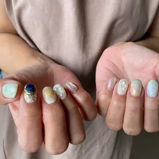 ネイル amuse 手書きニュアンスのネイルデザイン