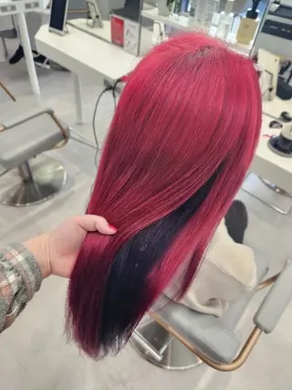 ロング カラー 推しアニメカラー🌈 ツヤ透明感カラー🦄のヘアスタイル