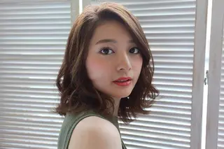 ミディアム カラー パーマ ヘアアレンジ ナカシマ  アユミのヘアスタイル