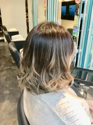 ミディアム ボブスタイル/ 透明感カラー/八幡のヘアスタイル