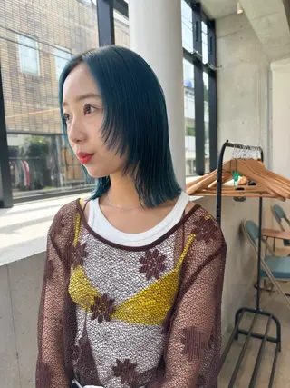 ミディアム カラー ヘアアレンジ ミニボブ/ブリーチ 🌈MISATOのヘアスタイル