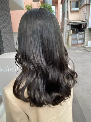 セミロング カラー グレージュ/透明感/ 韓国ヘア/RISAのヘアスタイル