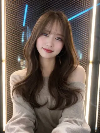 ロング カラー パーマ ヘアアレンジ 🤍韓国風/艶髪🤍 鳥越美羽のヘアスタイル