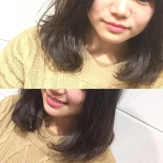 ミディアム カラー パーマ 竹嶌 健吾のヘアスタイル